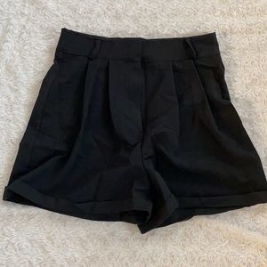 Black trouser pleated shorts